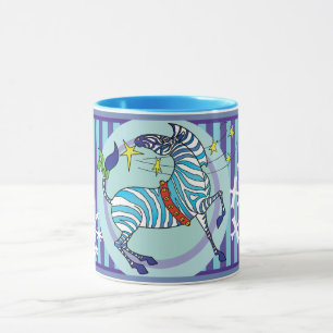 2018 Holiday Zebra Christmas Mug blue