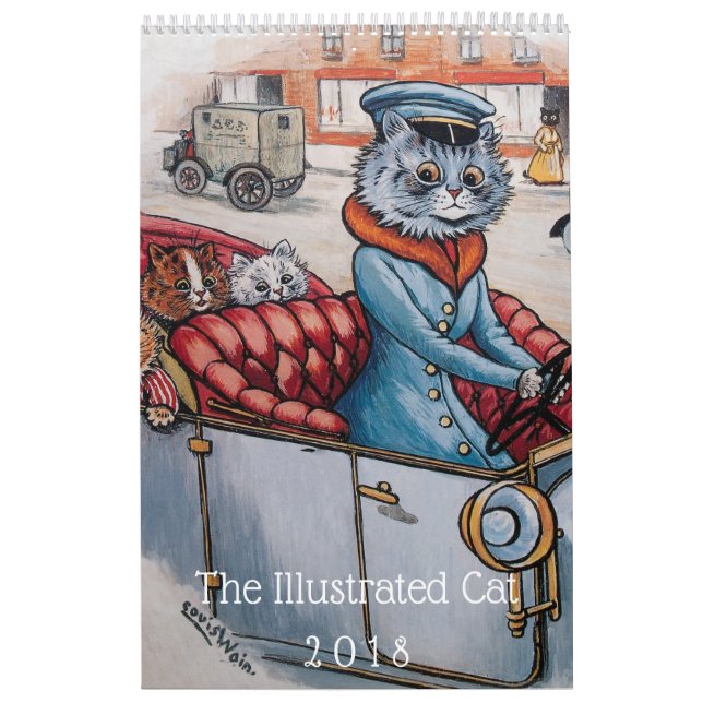 2018 Illustrated Cats Vintage Art Calendar (Cover)