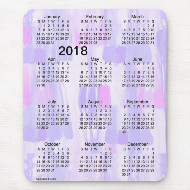 2018 Lavender Lights Large Print Calendar by Janz Mouse Mat (Front)