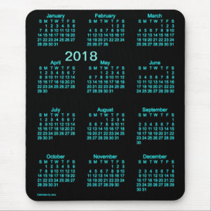 2018 Neon Blue Large Print Calendar by Janz Mouse Mat