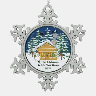 2018 New Home My 1st Christmas Snowflake Pewter Christmas Ornament