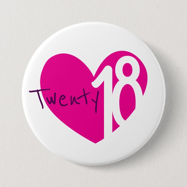 2018 new year love 2018 button/badge 7.5 cm round badge (Front)