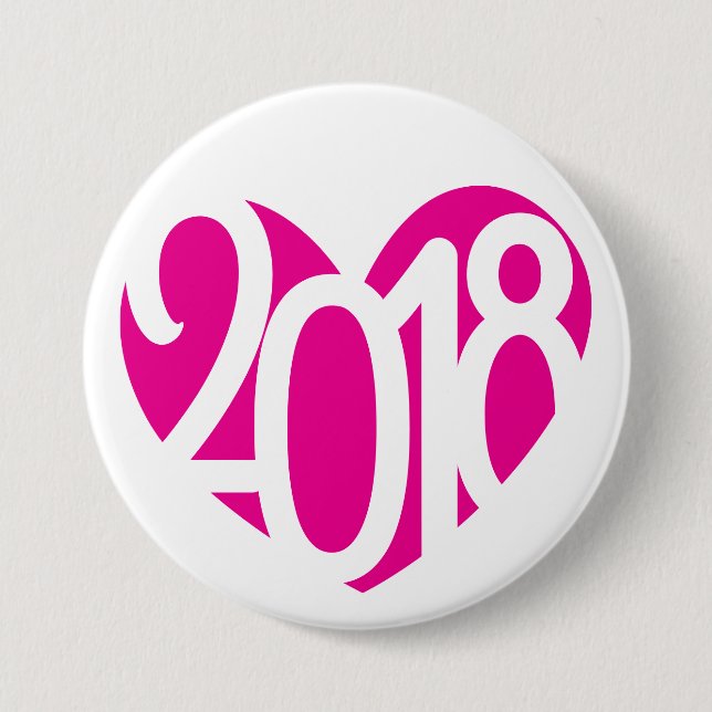 2018 new year love 2018 button/badge 7.5 cm round badge (Front)