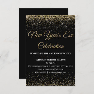 2018 New Year's Eve Party Sparkle Glitter Invitation