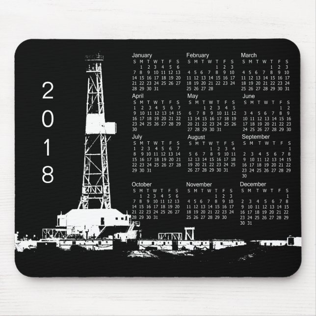 2018 Oil Drilling Rig Site Calendar Mouse Mat (Front)