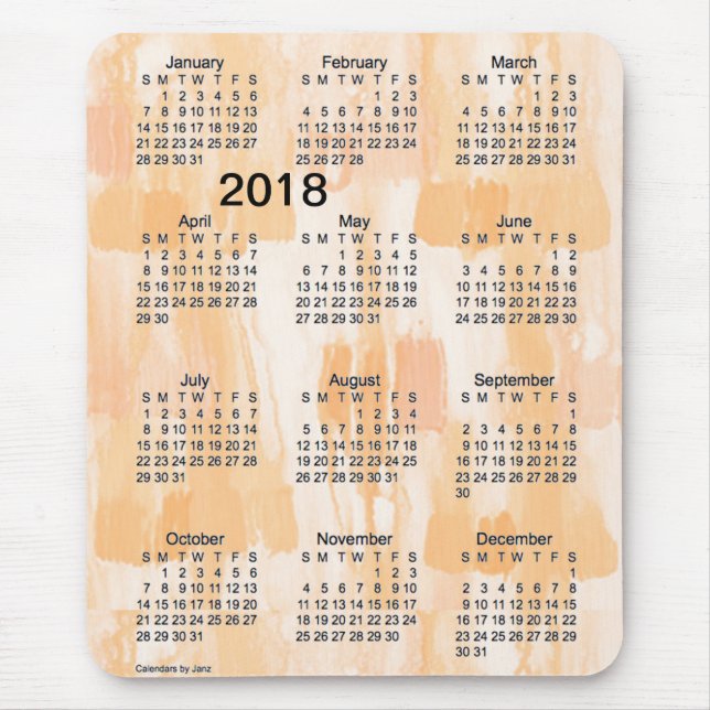 2018 Orange Lights Large Print Calendar by Janz Mouse Mat (Front)