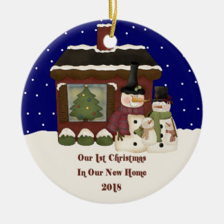 2018 Our New Home Christmas Snowman Ceramic Tree Decoration