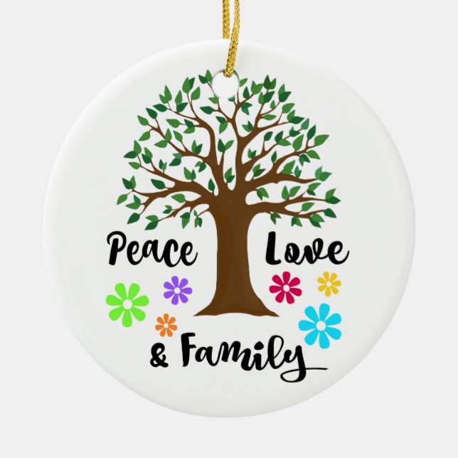 2018 Peace Love Family Tree Reunion Christmas Gift Ceramic Tree Decoration (Front)