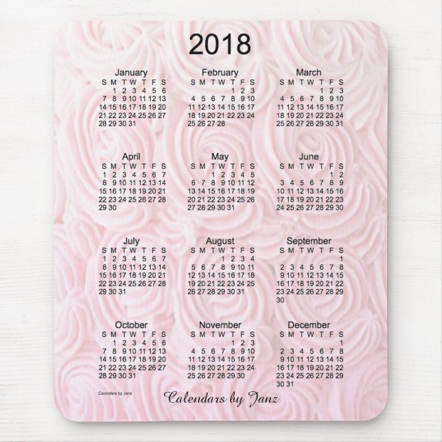 2018 Pink Frosting Calendar by Janz Mouse Pad (Front)