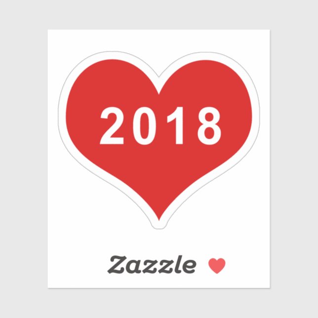 2018 Red Love Heart Vinyl Sticker (Sheet)