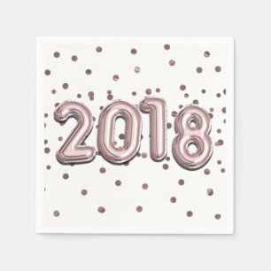 2018 Rose Gold Balloons & Foil Confetti Dots Party Napkin