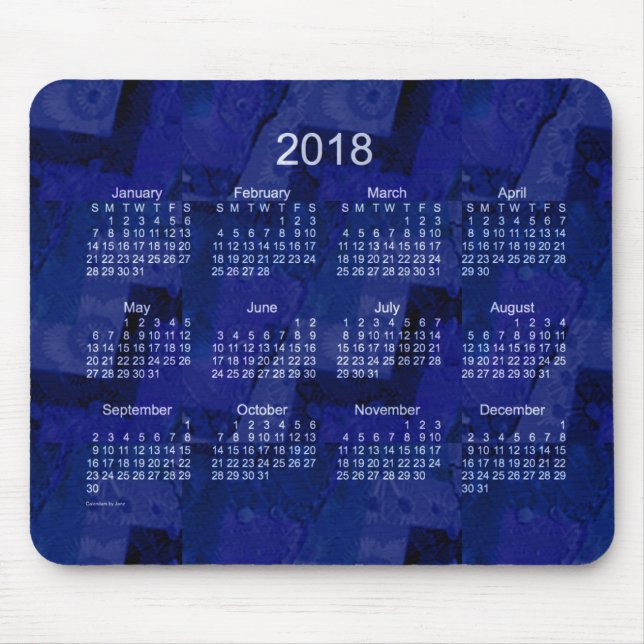2018 Royal Blue Patchwork Calendar by Janz Mouse Mat (Front)