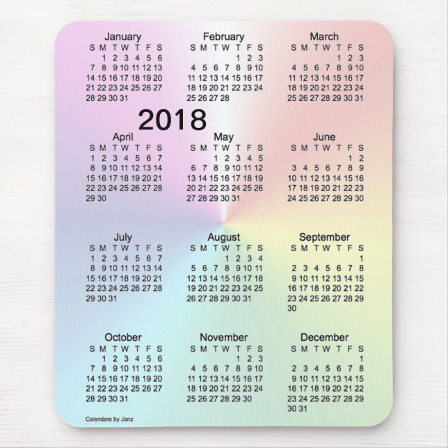 2018 Shimmer Large Print Calendar by Janz Mouse Mat (Front)