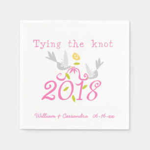2018 Tying the Knot Wedding Date Customised Napkin