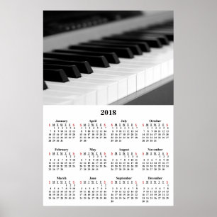 2018 Wall Calendar Beautiful Music Piano Poster