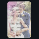 2018 Wedding Photo Calendar Magnet<br><div class="desc">A photo calendar with white overlay for calendar legibility. Dates in small but bold text with an art deco feel. Great year overview for your refrigerator or other appliance for a quick reference. You can even clear the photo and white overlay choose your own solid colour background colour. Photo courtesy...</div>