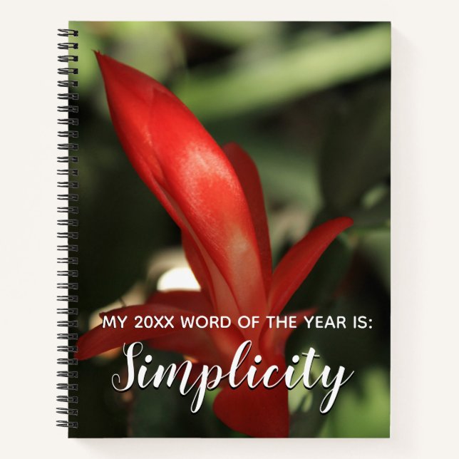 2018 Word of the Year Simplicity, Christmas Cactus Notebook (Front)