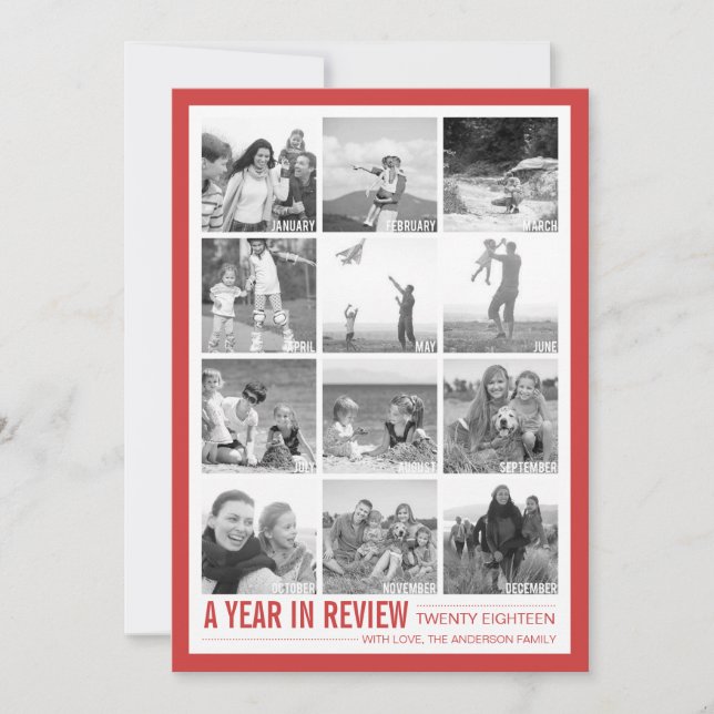 2018 Year in Review 12 Photo Collage Holiday Card (Front)
