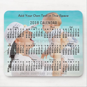 2018 Year Monthly Calendar Black Add Photo Text Mouse Mat