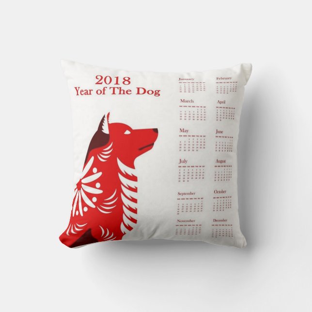 2018 Year Of The Dog Calendar Cushion (Front)