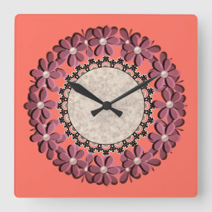 2019 мода, весна - лето тренд 2019-PANTONE 16 1546 Square Wall Clock