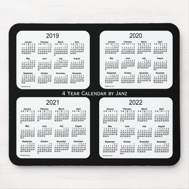 2019-2022 Black 4 Year Calendar by Janz Mouse Mat (Front)