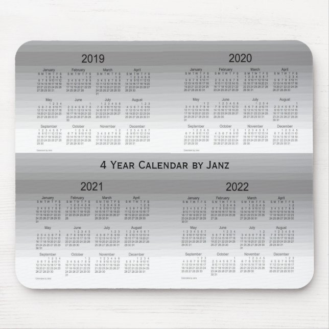 2019-2022 Grey Shades 4 Year Calendar by Janz Mouse Mat (Front)