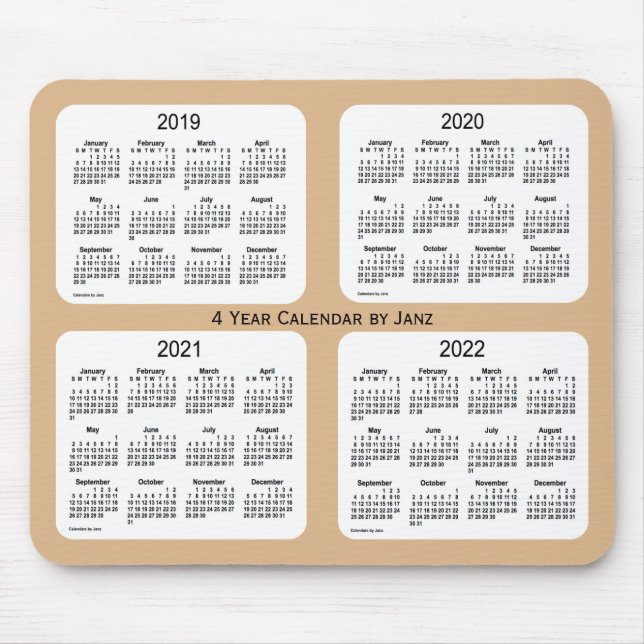 2019-2022 Tan 4 Year Calendar by Janz Mouse Mat (Front)