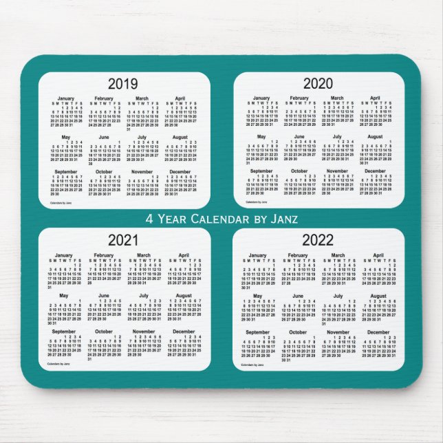 2019-2022 Teal 4 Year Calendar by Janz Mouse Mat (Front)