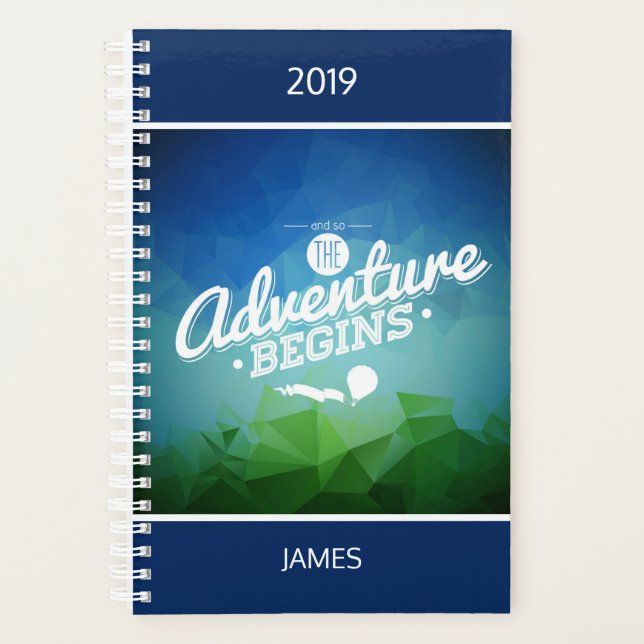 2019 And So The Adventure Begins Personalised Name Planner (Front)