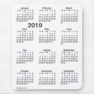 2019 Black and White Large Print Calendar by Janz Mouse Mat