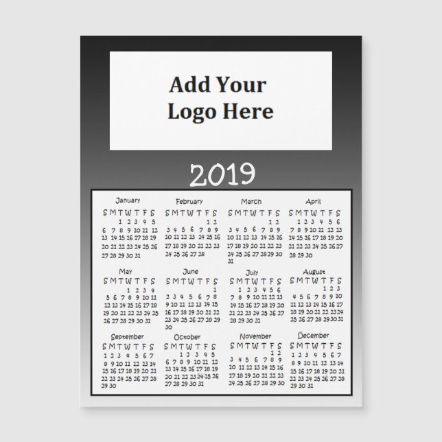 2019 Black Faded Magnet Calendars (Front)