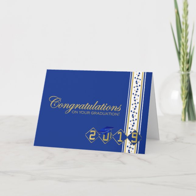 2019 Blue & Gold Graduation Congratulations Card (Front)