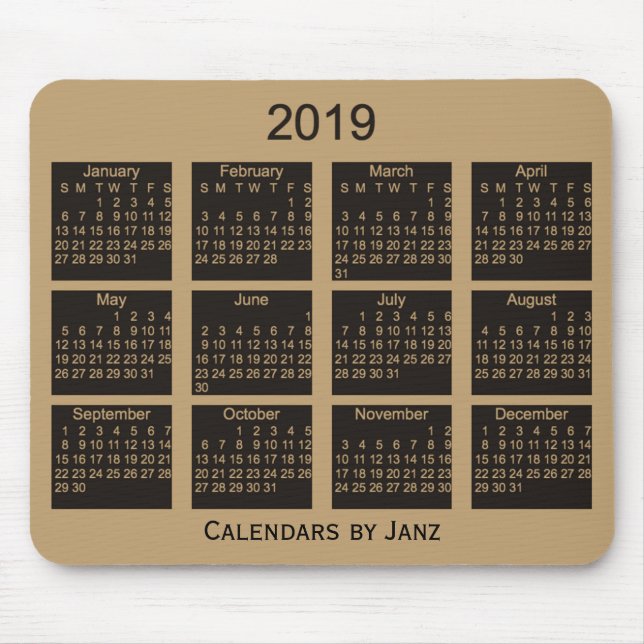 2019 Brown Calendar by Janz Mouse Pad (Front)