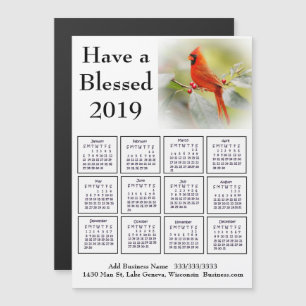 2019 Business Name and Info Cardinal Calendar Magnetic Invitation