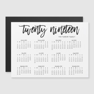 2019 Calendar   Modern Typography Magnetic Card