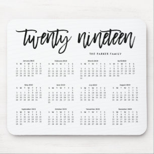2019 Calendar   Modern Typography Mouse Mat