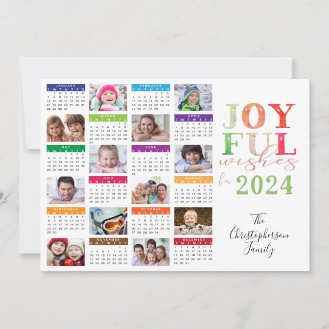 2019 Calendar Photo Collage Holiday Greeting Card (Front)