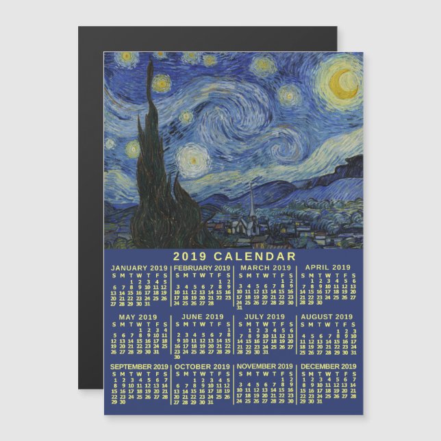2019 Calendar (See Description for New Version)  Magnetic Invitation (Front/Back)