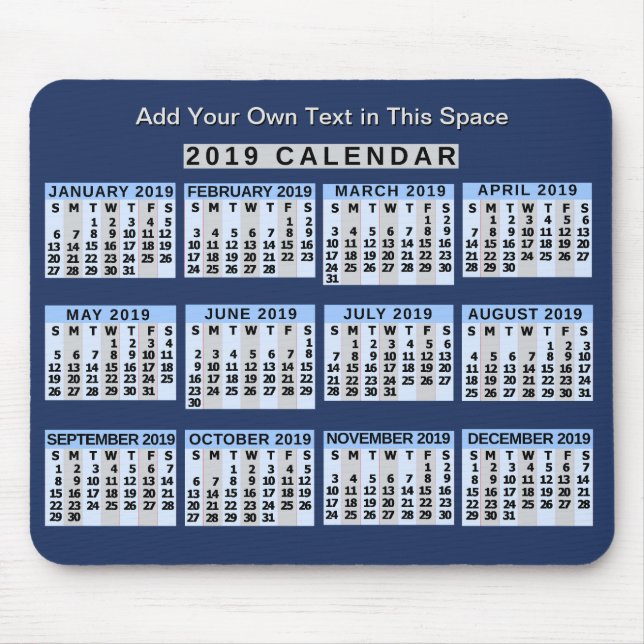 2019 Calendar (See Description for New Version)  Mouse Mat (Front)