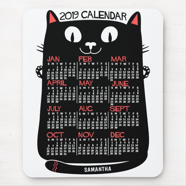 2019 Calendar (See Description for New Version)  Mouse Mat (Front)