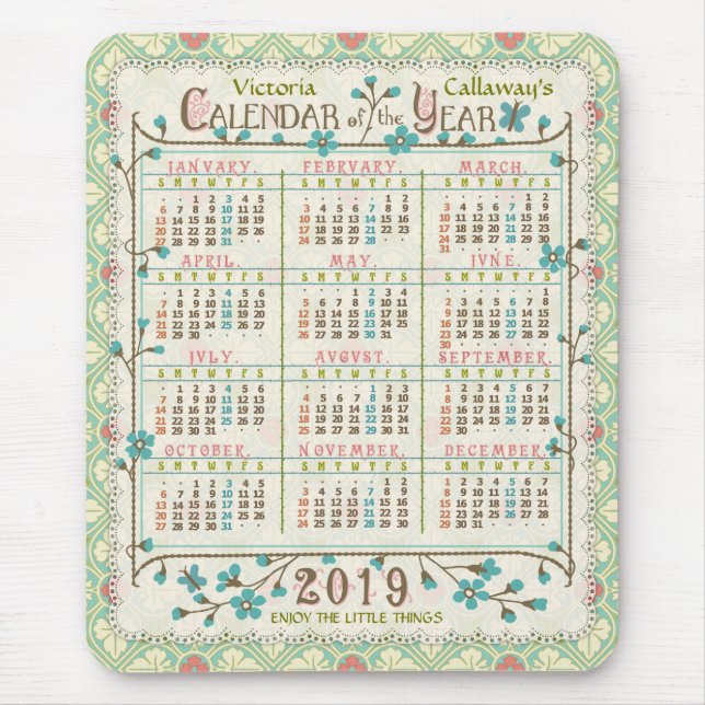 2019 Calendar (See Description for New Version)  Mouse Mat (Front)