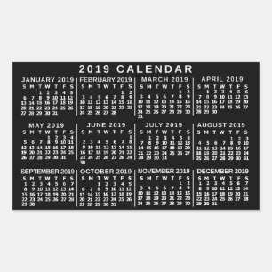 2019 Calendar (See Description for New Version)  Rectangular Sticker
