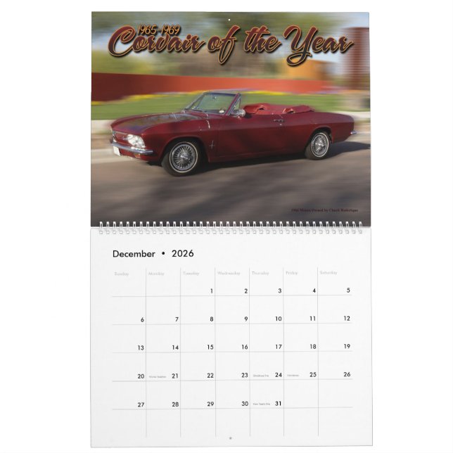 2019 CorvairForum Corvair Calendar (Dec 2026)