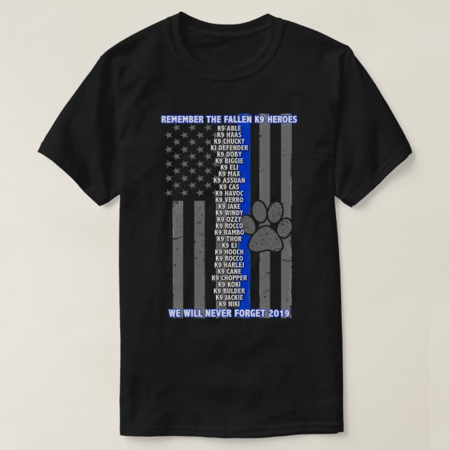 2019 Fallen K9 Memorial Thin Blue Line Family T-Shirt (Design Front)