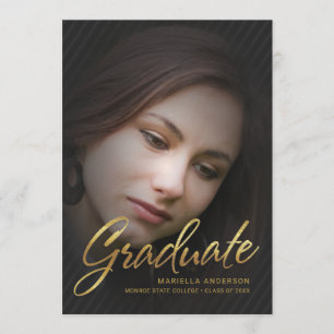 2019 Graduate Gold Script Full Photo Overlay Invitation