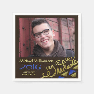 2019 Graduation Party Photo Gold Foil Typography Napkin