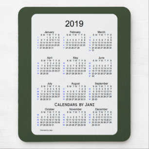 2019 Green Smoke 52 Week Calendar by Janz Mouse Mat