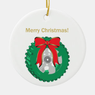 2019 Merry Christmas Wreath from a Tire Ceramic Tree Decoration