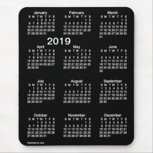 2019 Neon White Large Print Calendar by Janz Mouse Mat
